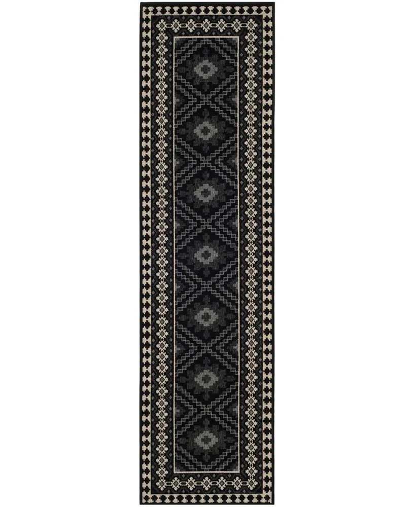 Safavieh Veranda VER099 Black and Creme 2'3" x 8' Runner Outdoor Area Rug