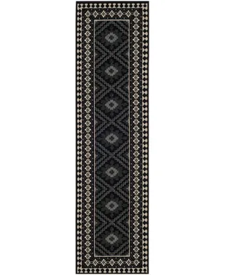 Safavieh Veranda VER099 Black and Creme 2'3" x 8' Runner Outdoor Area Rug