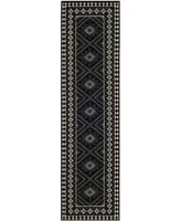 Safavieh Veranda VER099 Black and Creme 2'3" x 8' Runner Outdoor Area Rug