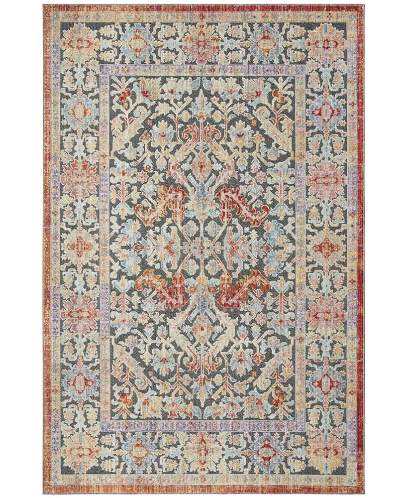 Safavieh Provance PRV184 Black and Aqua 5'3" x 7'6" Area Rug