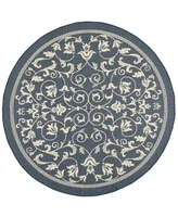 Safavieh Courtyard CY2098 Navy and Beige 6'7" x 6'7" Sisal Weave Round Outdoor Area Rug