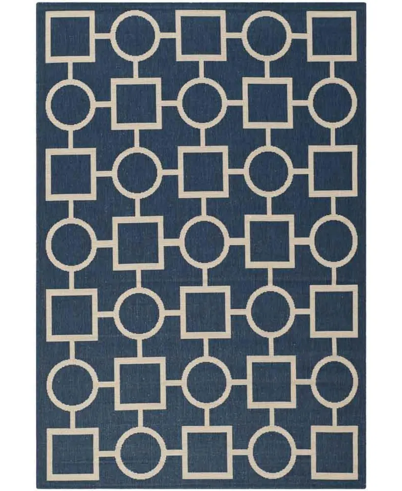 Safavieh Courtyard CY6925 Navy and Beige 5'3" x 7'7" Sisal Weave Outdoor Area Rug