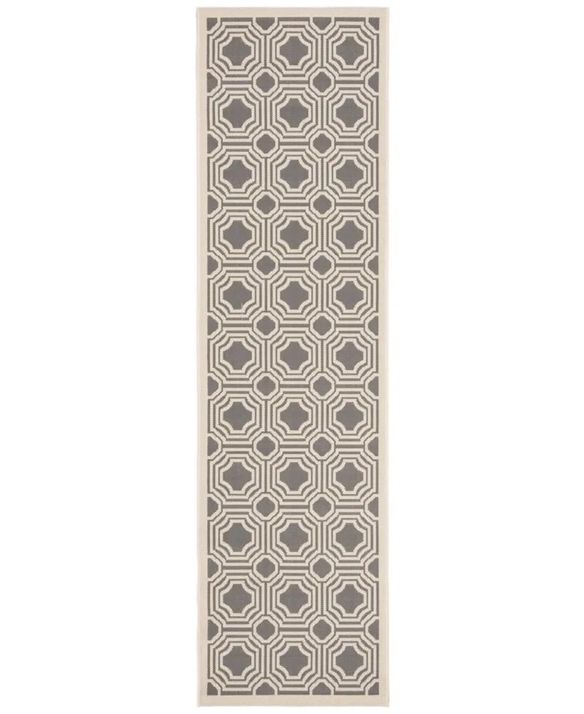 Safavieh Courtyard CY6112 Anthracite and Beige 2'3" x 8' Runner Outdoor Area Rug