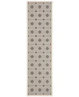 Safavieh Courtyard CY6112 Anthracite and Beige 2'3" x 8' Runner Outdoor Area Rug