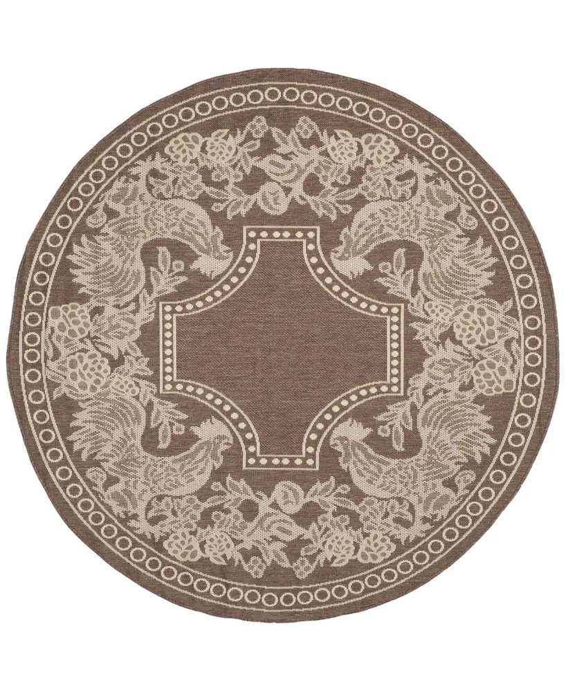 Safavieh Courtyard CY3305 Chocolate and Natural 6'7" x 6'7" Sisal Weave Round Outdoor Area Rug