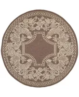 Safavieh Courtyard CY3305 Chocolate and Natural 6'7" x 6'7" Sisal Weave Round Outdoor Area Rug