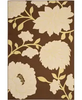 Safavieh Hampton HAM552 Brown and Ivory 6'7" x 9'6" Outdoor Area Rug