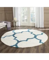 Safavieh Shag Kids SGK566 Ivory and Blue 6'7" x 6'7" Round Area Rug