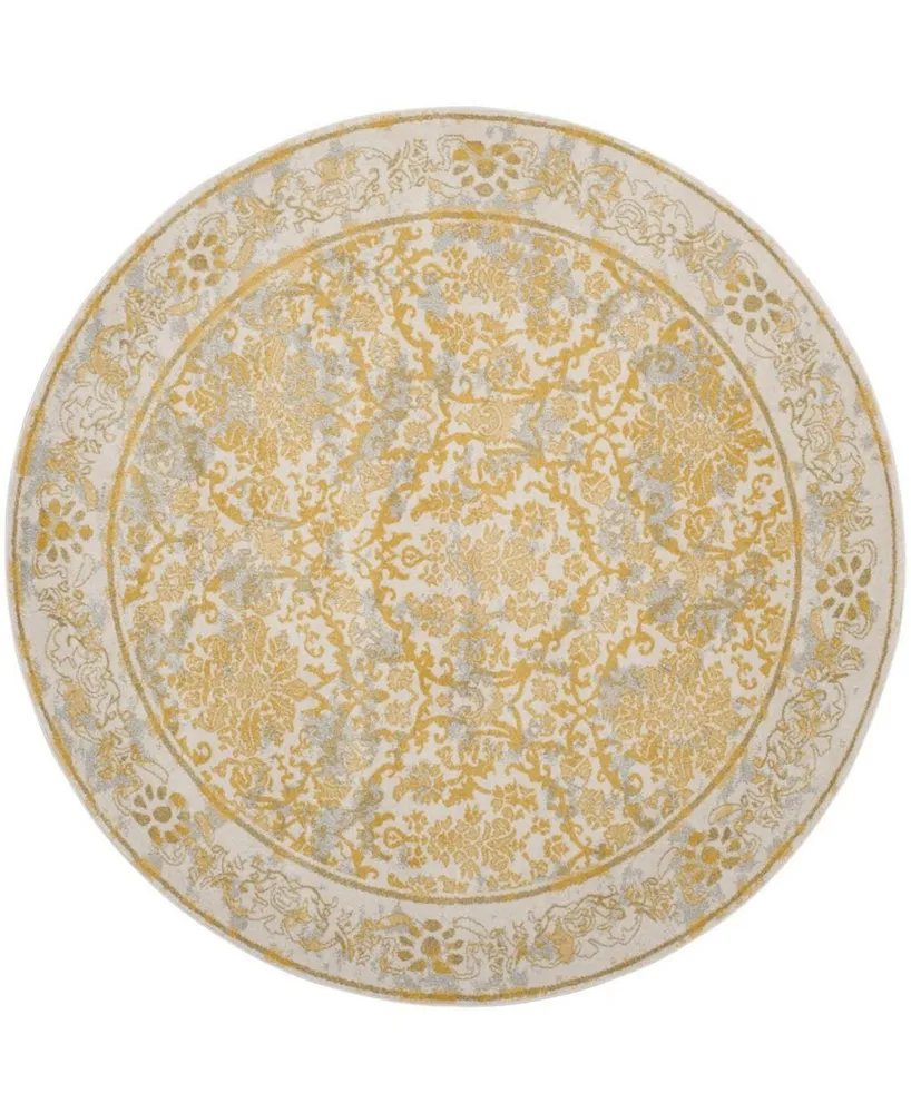 Safavieh Evoke EVK242 Ivory and Gold 6'7" x 6'7" Round Area Rug