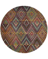 Safavieh Monaco MNC204 Multi and Beige 6'7" x 6'7" Round Area Rug