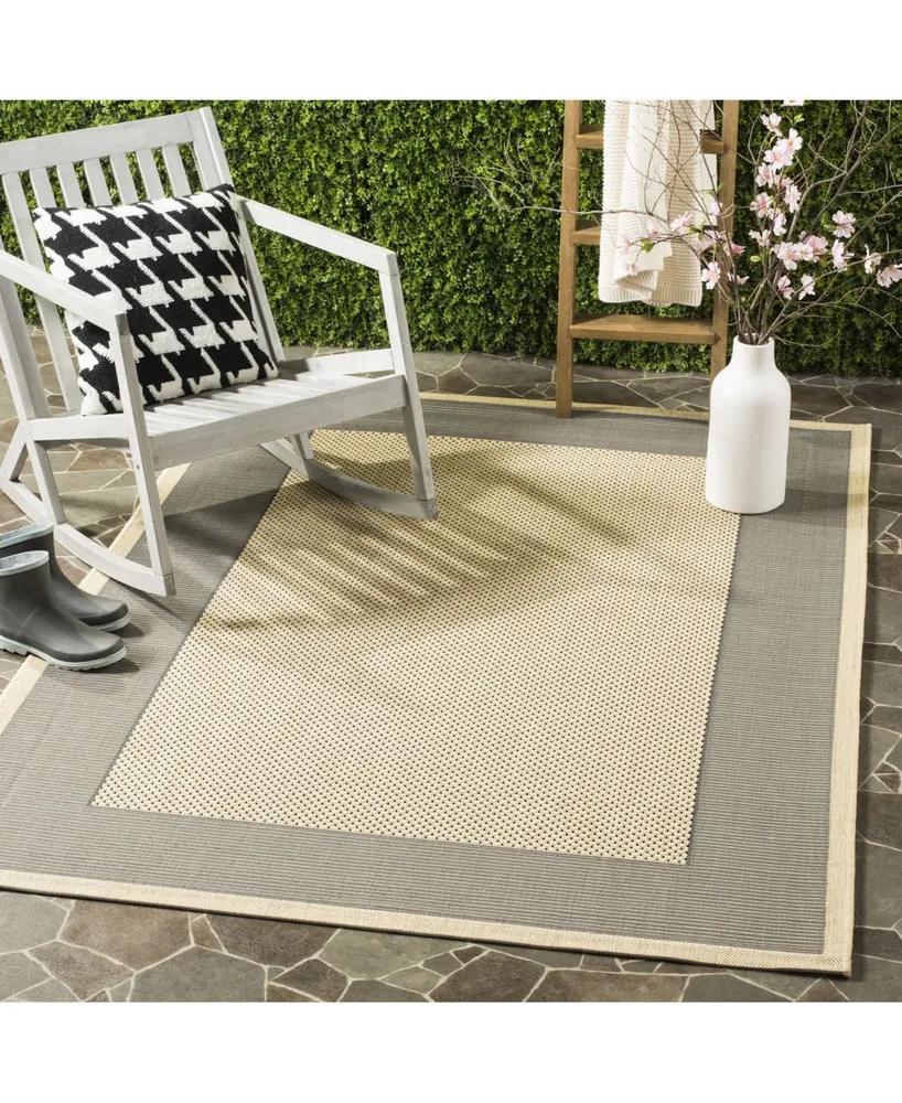 Safavieh Courtyard CY7987 Gray and Cream 5'3" x 7'7" Sisal Weave Outdoor Area Rug