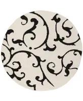 Safavieh Florida Shag SG476 Ivory and Black 6'7" x 6'7" Round Area Rug