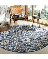 Safavieh Amsterdam Blue and Creme 6'7" x 6'7" Round Outdoor Area Rug