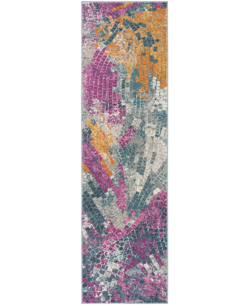 Safavieh Madison MAD201 Blue and Multi 2'3" x 8' Runner Area Rug