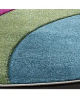 Safavieh Hollywood HLW706 Peacock Blue and Fuchsia 6'7" x 6'7" Round Area Rug