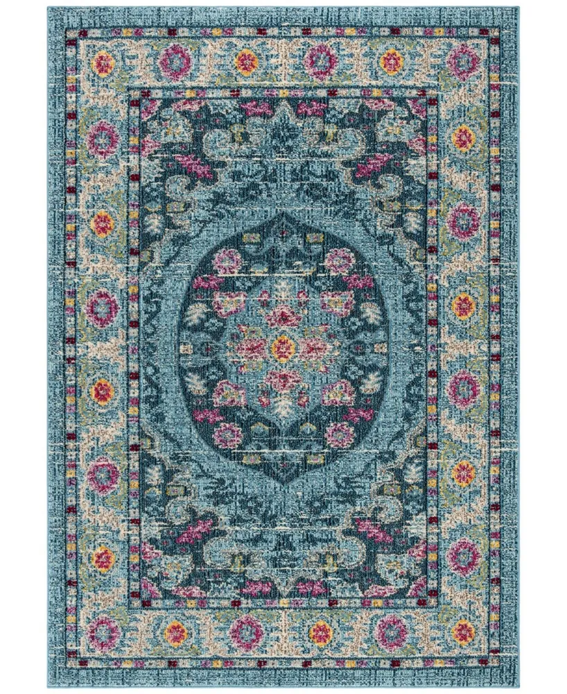 Safavieh Madison MAD306 Light Blue and Fuchsia 5'3" x 7'6" Area Rug