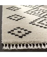 Safavieh Moroccan Fringe Shag MFG246 Cream and Charcoal 5'1" X 7'6" Area Rug