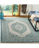 Safavieh Courtyard CY8751 Light Gray and Teal 5'3" x 7'7" Sisal Weave Outdoor Area Rug