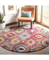 Safavieh Monaco MNC265 Red and Blue 6'7" x 6'7" Round Area Rug