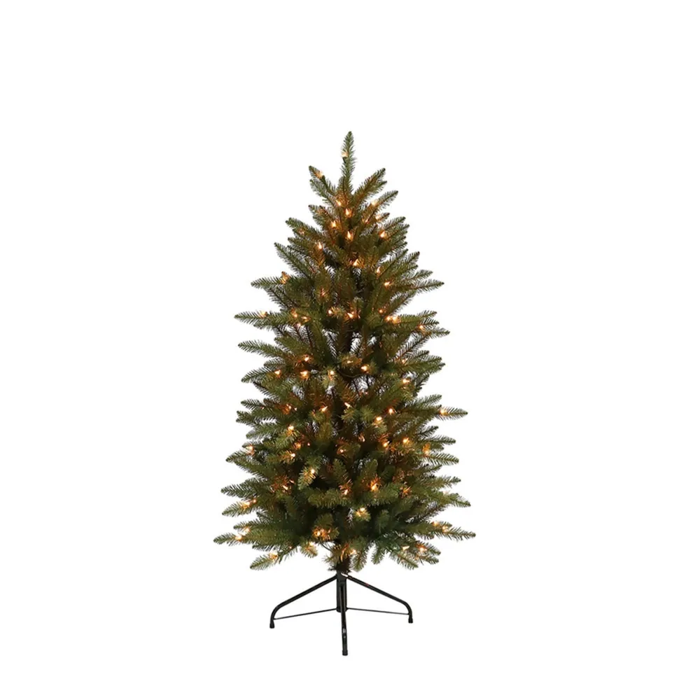 Puleo 4.5FT Pre-lit Franklin Fir Pencil Artificial Christmas Tree