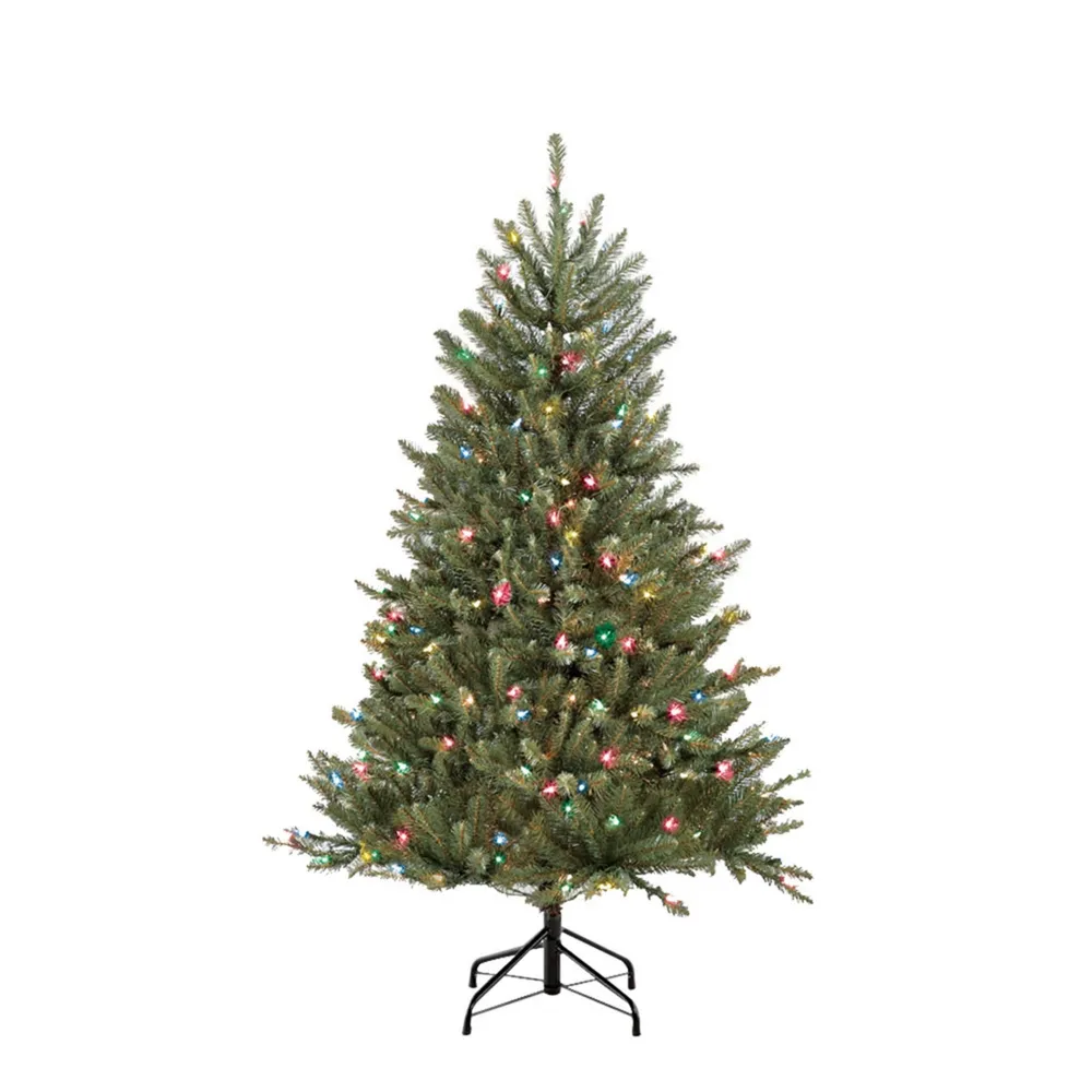 Puleo International 4.5 ft.Pre-Lit Franklin Fir Artificial Christmas Tree with 250 Multi-Colored Ul listed Lights