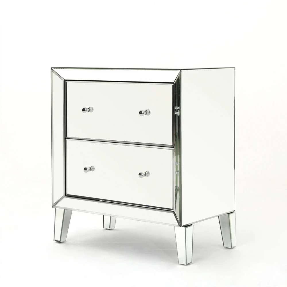 Jeremye Mirrored 2 Drawer Cabinet