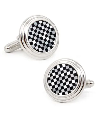 Onyx and Mother of Pearl Checker Step Cufflinks