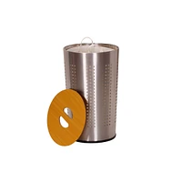 Household Essentials Round Metal Laundry Hamper with Wood Lid