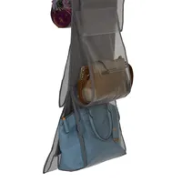 Household Essentials Gray Linen 8-Pocket Hanging Handbag Storage Organizer