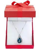 Effy London Blue Topaz (7-7/8 ct. t.w.) & Diamond (7/8 ct. t.w.) 18" Pendant Necklace in 14k White Gold