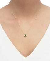 Birthstone 18" Bezel Pendant Necklace 14k Gold