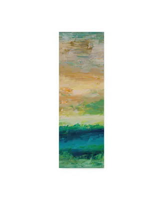 Hilary Winfield 'Up With The Sun Orange Green' Canvas Art - 47" x 16" x 2"