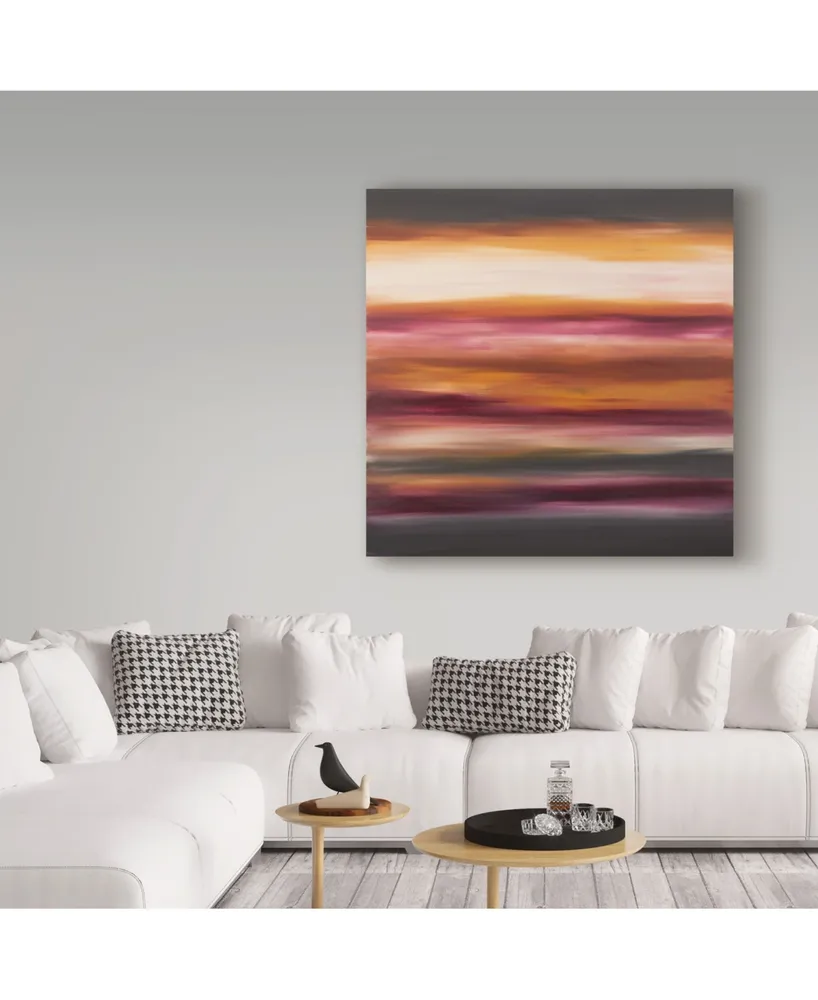 Hilary Winfield 'Sunset Stripes Pink Orange' Canvas Art - 24" x 24" x 2"