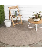 Safavieh Courtyard CY8022 Brown and Beige 6'7" x 6'7" Sisal Weave Round Outdoor Area Rug