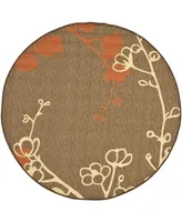 Safavieh Courtyard CY4038 Brown Natural and Terracotta 5'3" x 5'3" Round Outdoor Area Rug