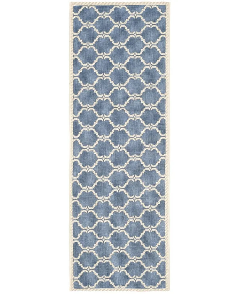 Safavieh Courtyard CY6009 Blue and Beige 2'3" x 6'7" Sisal Weave Runner Outdoor Area Rug