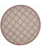 Safavieh Courtyard CY8474 Red and Beige 6'7" x 6'7" Sisal Weave Round Outdoor Area Rug