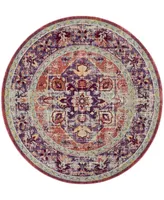 Safavieh Claremont CLR664 Purple and Coral 6'7" x 6'7" Round Area Rug