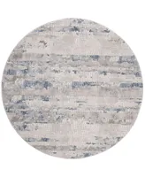 Safavieh Meadow MDW182 Gray and Navy 6'7" x 6'7" Round Area Rug