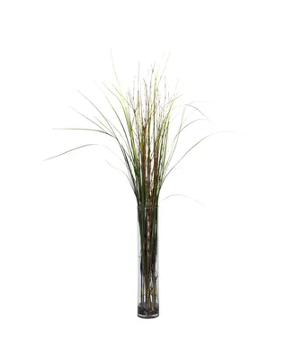 Nearly Natural Grass and Bamboo w/ Cylinder Silk Plant