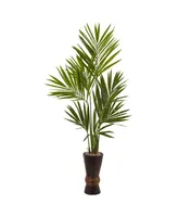 Nearly Natural 6' Kentia Tree w/ Bamboo Planter