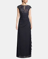 B&A by Betsy & Adam Lace Cutout-Top Gown