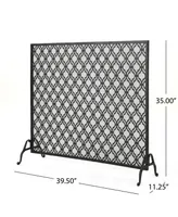 Ellias Single Panel Black Iron Fire Screen