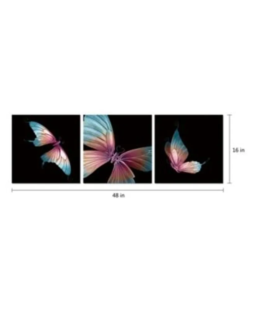 Chic Home Decor Butterfly 3 Piece Set Wrapped Canvas Wall Art Painting