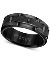 Triton Men's Ring, 8mm Wedding Band White or Black Tungsten