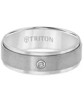 Triton Men's Titanium Ring, 7mm Diamond Accent Wedding Band