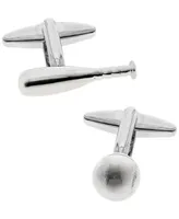 Sutton Silver-Tone Baseball And Bat Cufflinks