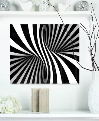 Designart 'Black And White Spiral' Abstract Metal Wall Art - 20" X 12"