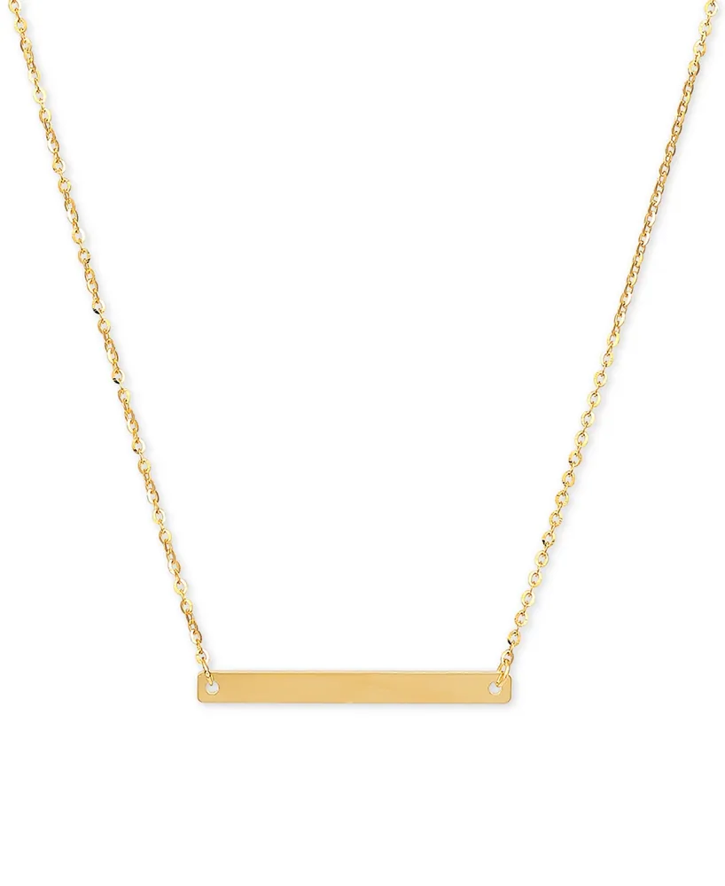 Italian Gold Polished Bar 18" Pendant Necklace in 14k Gold
