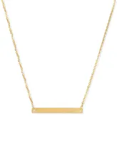 Italian Gold Polished Bar 18" Pendant Necklace in 14k Gold